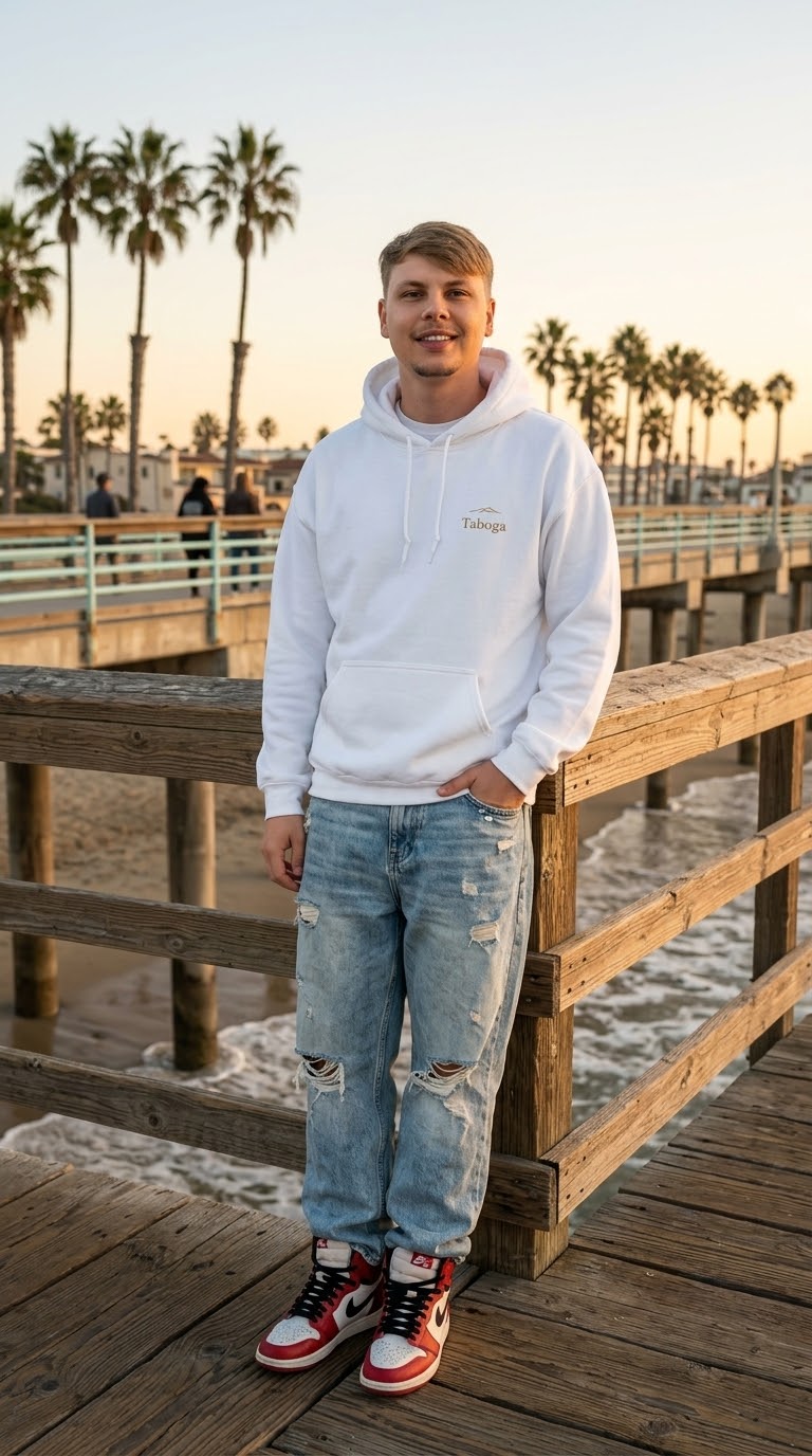 Premium Unisex Sweatshirt Taboga Lifestyle, styled with jeans and sneakers