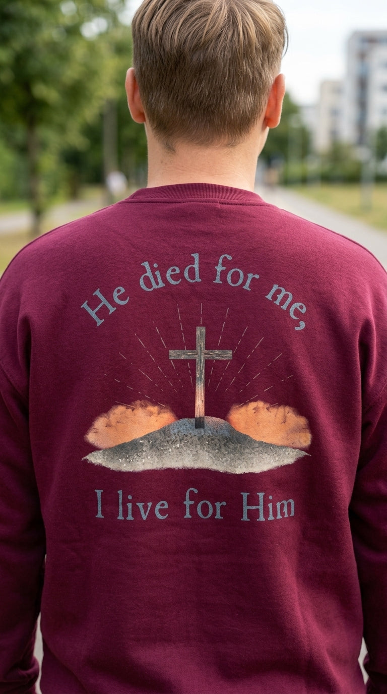 Sudadera Taboga Faith - Él Murió Por Mí, Yo Vivo Para Él