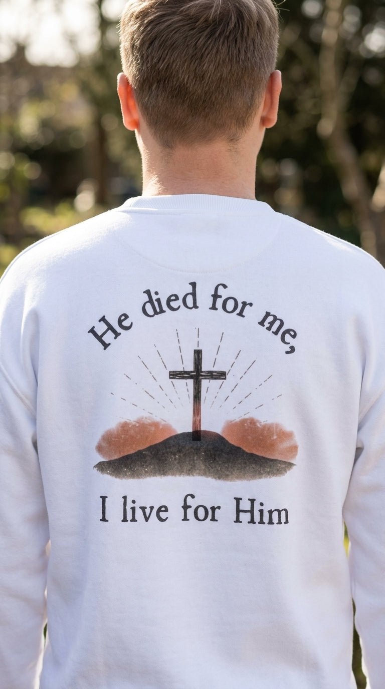 Sudadera Taboga Faith - Él Murió Por Mí, Yo Vivo Para Él