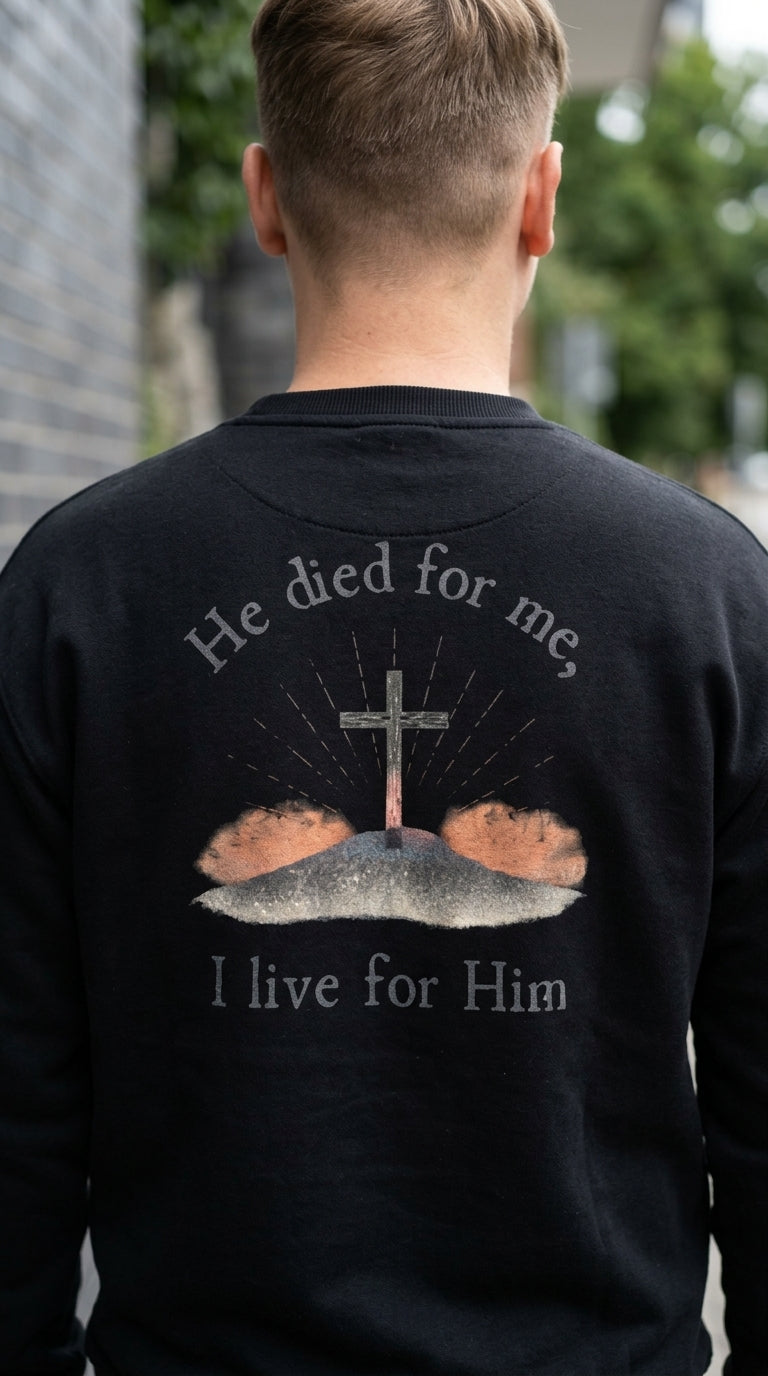Sudadera Taboga Faith - Él Murió Por Mí, Yo Vivo Para Él