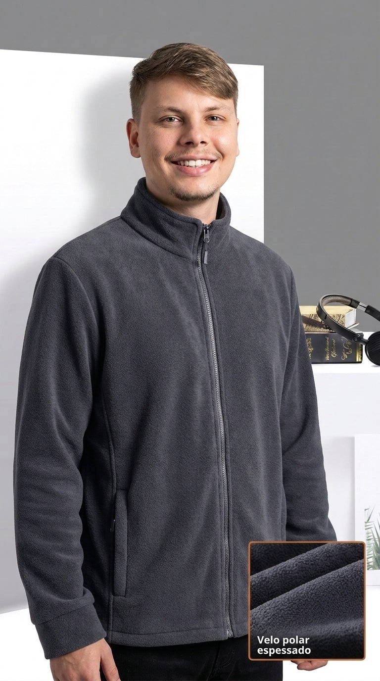 Jaqueta Fleece Masculina com Gola Alta — Taboga Lifestyle