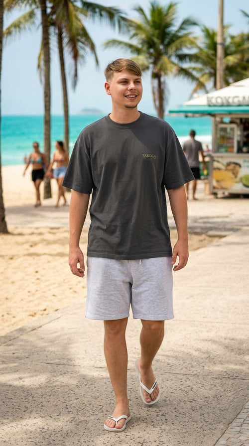 Samurai Faded Oversized Tee Taboga Lifestyle, front view faded wash