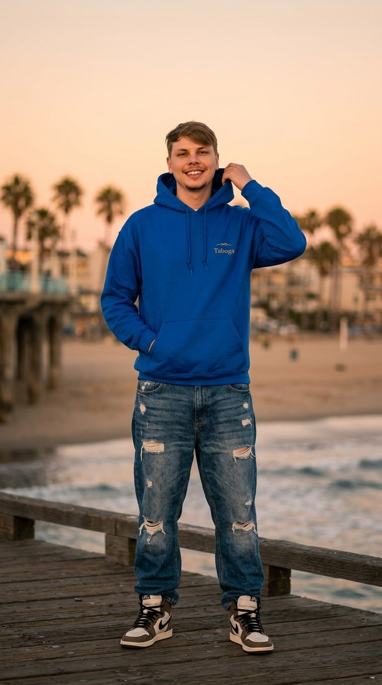 Premium Unisex Sweatshirt Taboga Lifestyle, late afternoon lifestyle photo