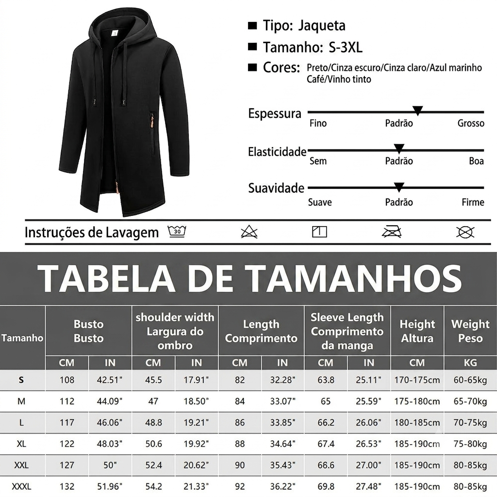 Moletom Masculino com Capuz e Zíper Oversized — Taboga Lifestyle