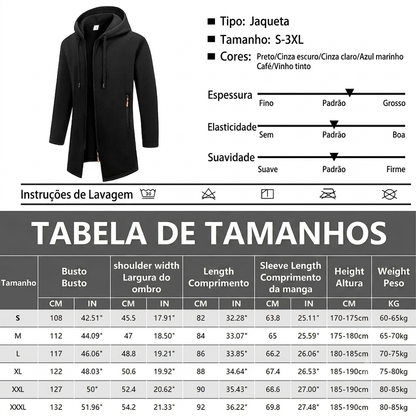 Moletom Masculino com Capuz e Zíper Oversized — Taboga Lifestyle
